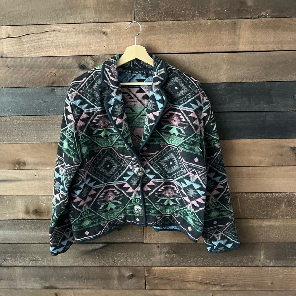 Vintage New Identity Southwest Cotton Woven Cropped Jacket